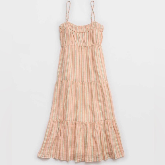 🔆 Aerie Striped Tiered Maxi Dress - Small NWT - Picture 1 of 5